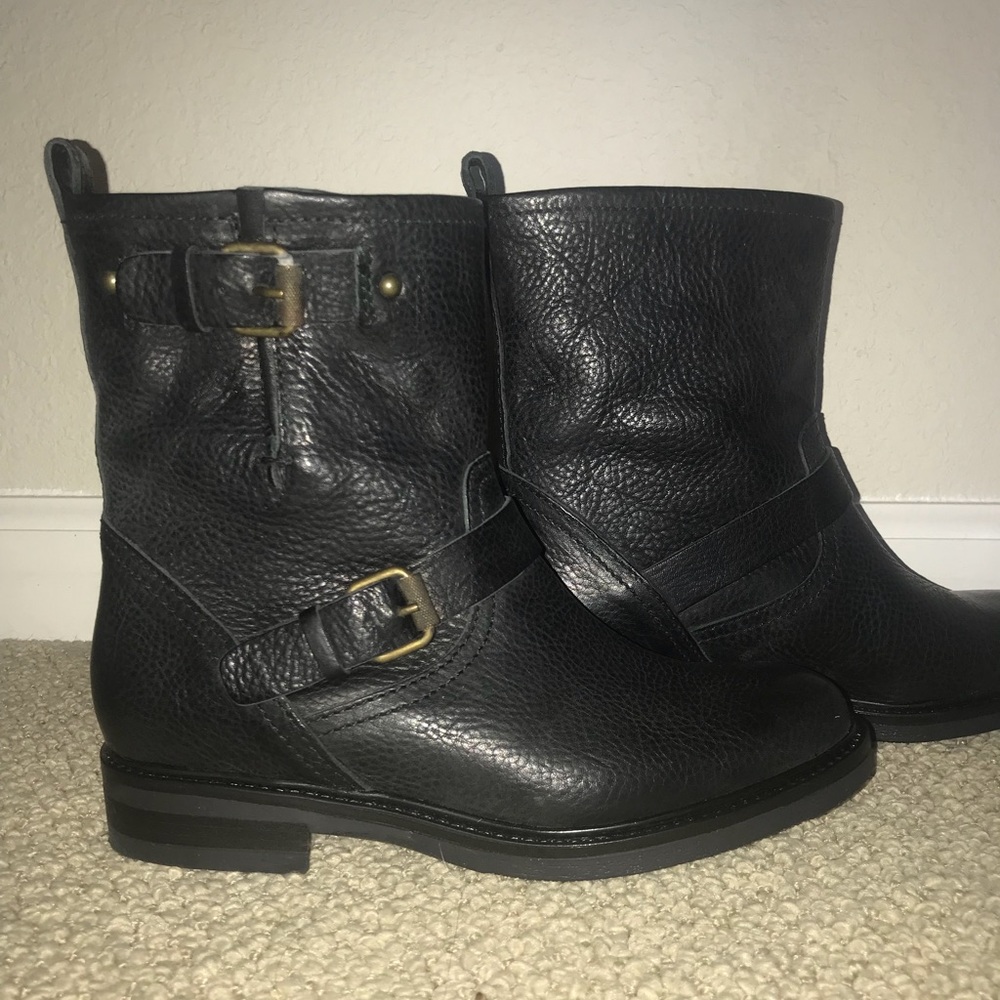 Black Leather Biker Boots